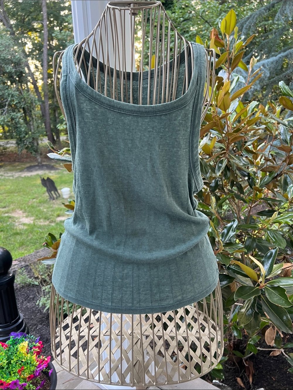 American Eagle Outfitters Ribbed Tank Top - Sage Green